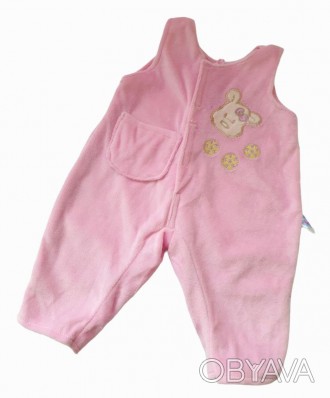 
Комбінезон велюровий рожевий з вишивкою для ляльки Реборн / Reborn 50 см . Зуст. . фото 1