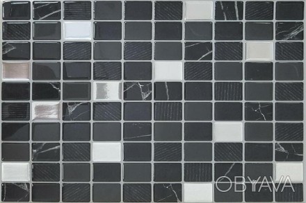 Самоклеюча поліуретанова плитка чорно-біла мозаїка SW-00001149 (D) 305х305х1мм.
. . фото 1