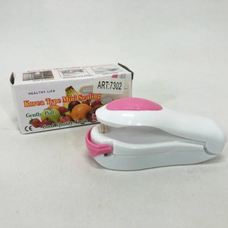 Міні зварювач пакетів Korea type mini sealing LUNA Білий з рожевим (DB0093) прос. . фото 3