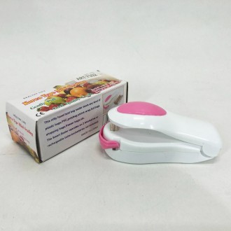 Міні зварювач пакетів Korea type mini sealing LUNA Білий з рожевим (DB0093) прос. . фото 8