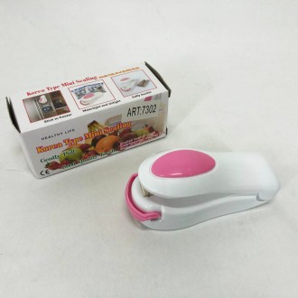 Міні зварювач пакетів Korea type mini sealing LUNA Білий з рожевим (DB0093) прос. . фото 7