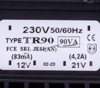 
	Трансформатор силовий UNOX KVE1026A TR90 230V-12V(0.83A)/21V(4.2A). . фото 3