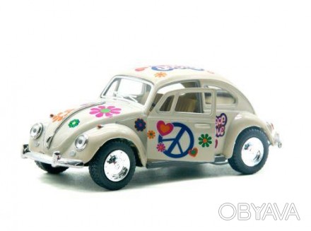 Машинка KINSMART "Volkswagen Beetle". Металева, інерційна, відкриваються двері, . . фото 1