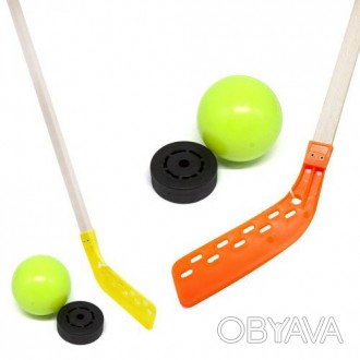 Набор "Хоккей". В набор входит 1 клюшка, шайба и шарик. Можно играть хоккей с ша. . фото 1