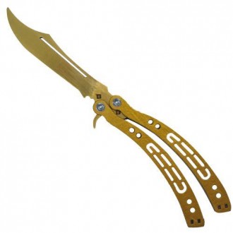 Модель ножа Бабочка (Balisong) с расцветкой (GOLD) из игры Counter Strike Global. . фото 2