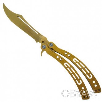 Модель ножа Бабочка (Balisong) с расцветкой (GOLD) из игры Counter Strike Global. . фото 1