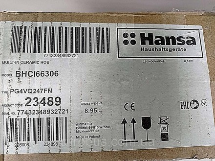 Електрична варильна поверхня Hansa BHCI66306 має розміри 57,5x50,5 см і оснащена. . фото 3