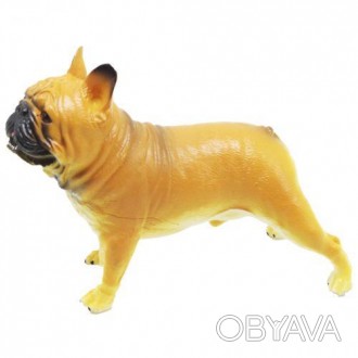 Резиновая фигурка животного - собачка породы французский бульдог. Игрушка хорошо. . фото 1
