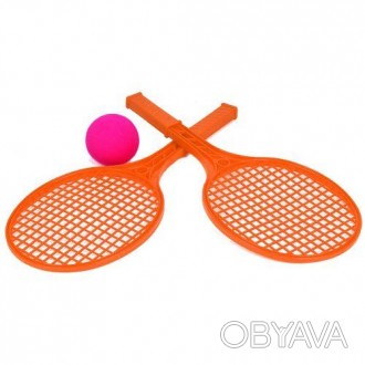 Яркие пластиковые ракетки для игры в теннис. В комплекте есть пластиковый мячик.. . фото 1
