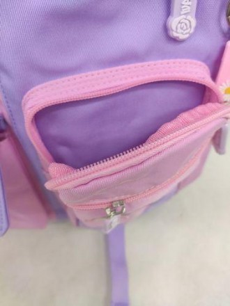 Дитячий шкільний рюкзак у гарному дизайні пастельних відтінків. Гмовий брелок. Б. . фото 6