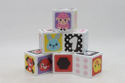 Набор из 6-ти деревянных кубиков "My first wooden cubes". На разных сторонах куб. . фото 3
