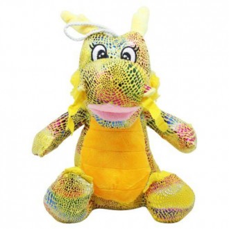 Мила мʼяка іграшка у вигляді кумедного дракончика з різнобарвною блискучою луско. . фото 2