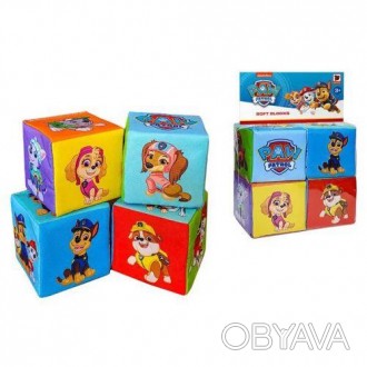 Набор включает в себя 4 мягких и безопасных игрушечных кубиков с изображениями п. . фото 1