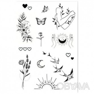 Набор стильных татуировок-перебивок "Tattooshka". В упаковке 1 лист с татуировка. . фото 1