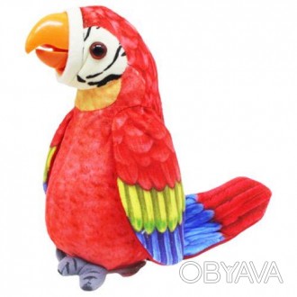 Інтерактивна мʼяка іграшка-повторюшка "Папуга". Повторює слова та фрази кумедним. . фото 1
