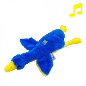 Мягкая игрушка "Гусь-обнимусь" в патриотическом, желто-голубом дизайне. С патрио. . фото 2