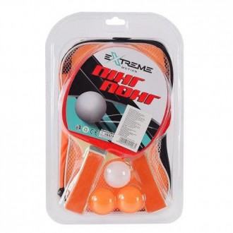 Набір для настільного тенісу "Extreme Motion". У комплекті є 2 ракетки, 3 мʼячик. . фото 2