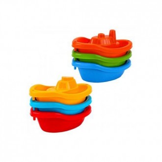 Іграшковий набір, що складається з 6 маленьких кольорових корабликів, ідеальних . . фото 3
