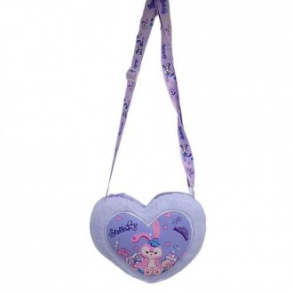 Милая пушистая сумочка в виде сердечка с изображением милого кролика. Изделие не. . фото 2