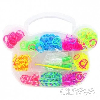 Набор ярких разноцветных резиночек в оригинальной прозрачной коробочке в виде ми. . фото 1