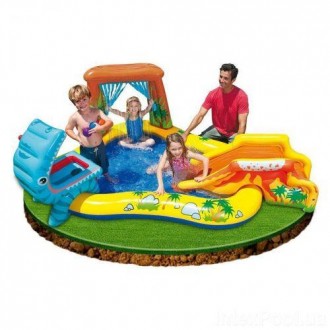 Надувной детский игровой центр представляет собой надувной мини-бассейн с горкой. . фото 3