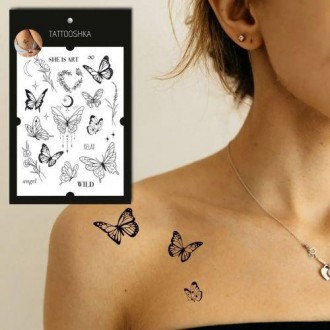 Набір стильних татуювань-перебивок від українського бренду "Tattooshka". У компл. . фото 3