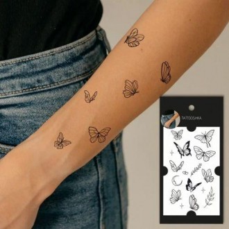 Набор стильных татуировок от украинского бренда "Tattooshka". В комплекте 1 лист. . фото 3