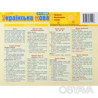 Картонка-підказка містить основні правила, визначення та схеми з української мов. . фото 1