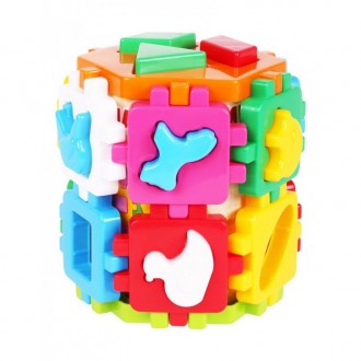 Куб-конструктор з різноманітними геометричними фігурками та фігурками тварин, як. . фото 2