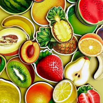 Двошаровий сортер з фруктами, які виглядають реальними. Нижній шар – це половинк. . фото 4