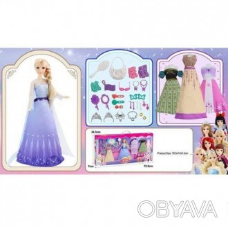 Великий ляльковий набір з лялькою-принцесою. У комплекті є 3 змінні сукні, 3 пар. . фото 1