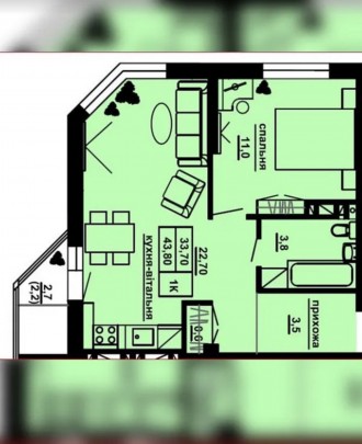 Продається простора однокімнатна квартира в новому ЖК Manhattan. Квартира площею. Аляска. фото 8