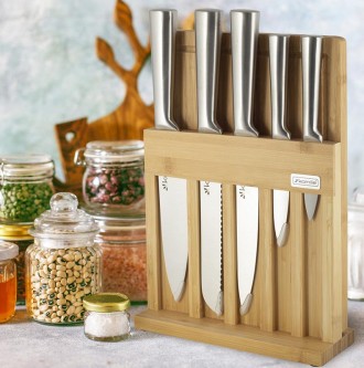 Набір ножів Kamille Steel - 5 кухонних ножів з нержавіючої сталі на бамбуковій п. . фото 6