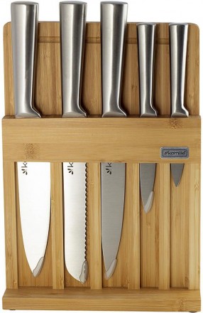 Набір ножів Kamille Steel - 5 кухонних ножів з нержавіючої сталі на бамбуковій п. . фото 3