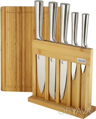 Набір ножів Kamille Steel - 5 кухонних ножів з нержавіючої сталі на бамбуковій п. . фото 1