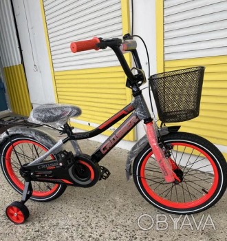 Детский двухколесный велосипед 16 дюймов с корзинкой и багажником Crosser Rocky . . фото 1