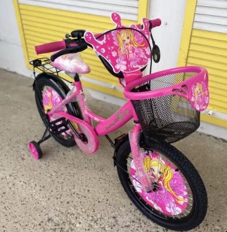 Велосипед детский двухколёсный 5-7 лет 18 дюймов с корзинкой и багажником Mustan. . фото 2