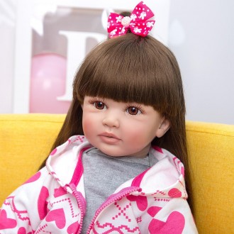 Кукла виниловая ручной работы Reborn 57 см с длинными волосами игрушкой, бутылоч. . фото 4