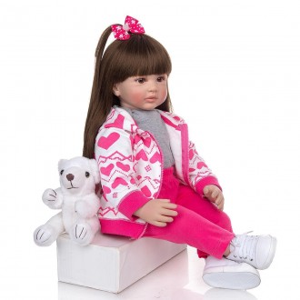 Кукла виниловая ручной работы Reborn 57 см с длинными волосами игрушкой, бутылоч. . фото 8
