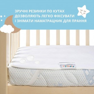 Набор из двух водоотталкивающих детских наматрасников для кроватки с угловыми эл. . фото 3