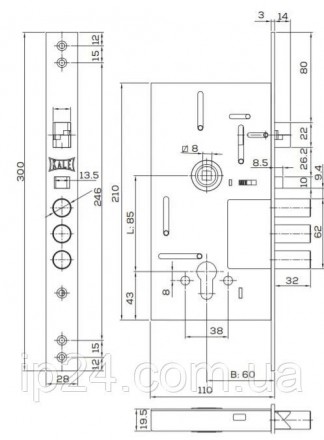 Опис врізної частини з автозакриттям KALE 252 RAV
Дверна фурнітура турецької ТМ . . фото 3