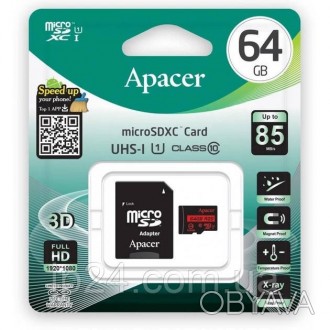 Карту пам'яті microSDXC Apacer 64 GB class 10 можна використовувати для мобільни. . фото 1