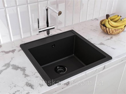 Кухонна мийка BODRUM 510 black на 80% складається з кварцевого піску та на 20% з. . фото 6
