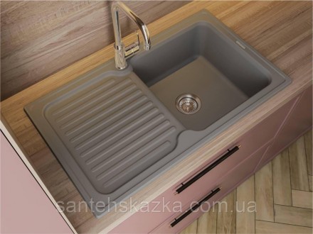 Кухонна мийка ORLEAN gray на 80% складається з кварцевого піску та на 20% з полі. . фото 6