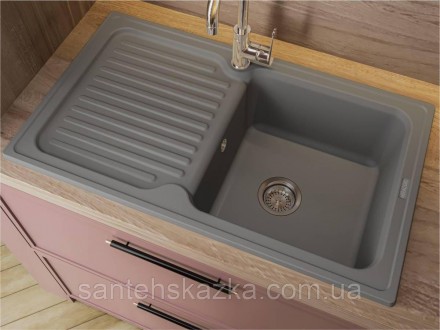 Кухонна мийка ORLEAN gray на 80% складається з кварцевого піску та на 20% з полі. . фото 7