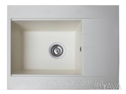 Кухонна мийка BODRUM 650 white на 80% складається з кварцевого піску та на 20% з. . фото 1