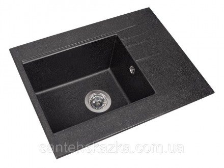 Кухонна мийка BODRUM 650 black на 80% складається з кварцевого піску та на 20% з. . фото 4
