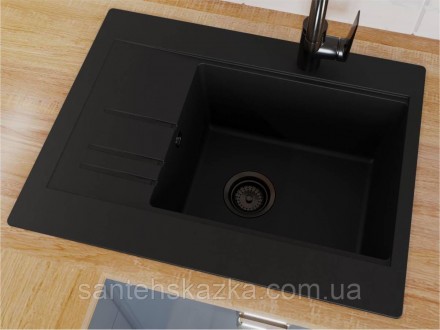 Кухонна мийка BODRUM 650 black на 80% складається з кварцевого піску та на 20% з. . фото 6