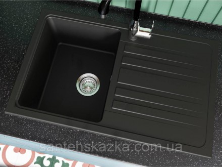 Кухонна мийка VERSAL black на 80% складається з кварцевого піску та на 20% з пол. . фото 7