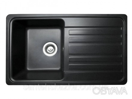 Кухонна мийка VERSAL black на 80% складається з кварцевого піску та на 20% з пол. . фото 1
